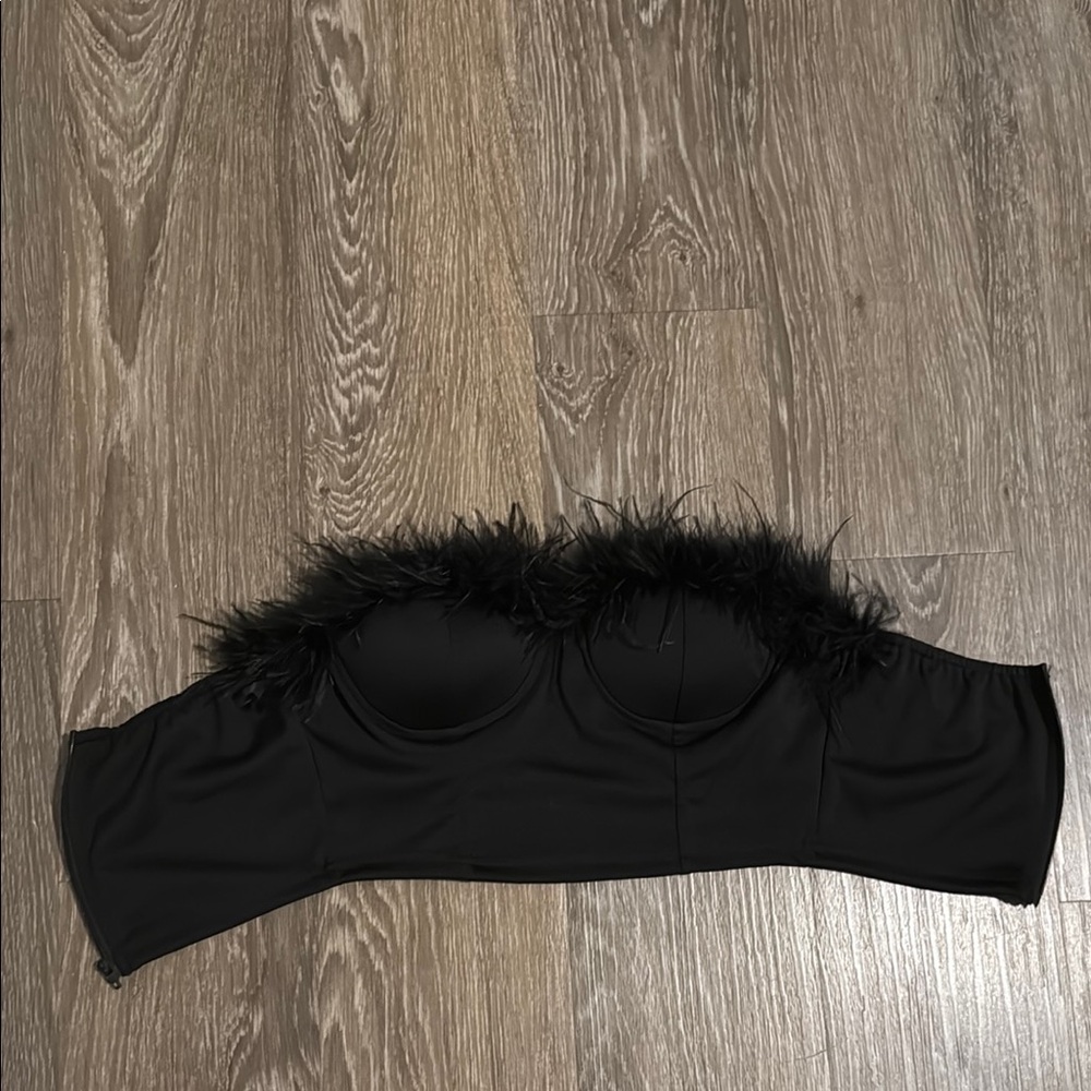 Black Feather Trim Bustier